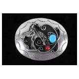 Navajo Silver End of The Trail Belt Buckle