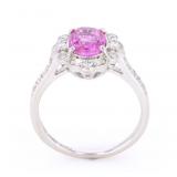 Purplish Pink Sapphire & VS1 Diamond PT950 Ring