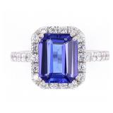 Classic Tanzanite & VS2 Diamond Platinum Ring