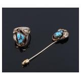 Navajo 12k Gold Fill & Turquoise Pin & Ring
