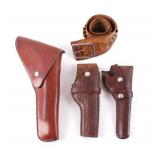 Collection of Genuine Leather Ammo Belt & Holsters