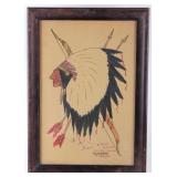 1932 Chief White Elk (Tenanana) Watercolor & Pen