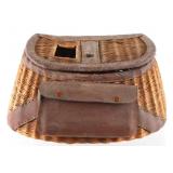 Montana Wicker Leather Wrapped Creel c Early 1900s
