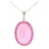 Pink Queen Conch Pearl & Pink Sapphire Necklace