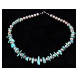 Navajo Turquoise & Sterling Silver Bead Necklace