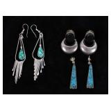 Native American Sterling & Onyx/Turquoise Earring