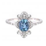 GIA Certified Blue Sapphire & Diamond PT950 Ring