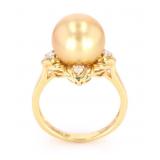 Golden South Sea Pearl 14K Diamond Ring
