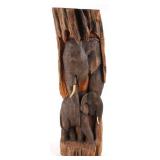 Large Hand Carved Hardwood Elephant & Calf