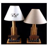 Thomas Molesworth Style Rustic Trout & Bison Lamps