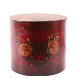 Chinese Wooden Cylindrical Hand Painted Box