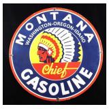 Montana Chief Gas Porcelain Enamel Sign Re-Make