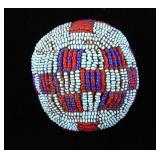 Sioux Fully Beaded Hide Game Ball c. 1900