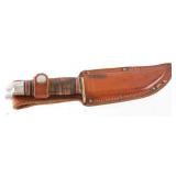 Western U.S.A. Leather Wrapped Hunting Knife