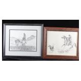 Framed Western Cowboy Sketch Collection