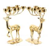 Brass Stag 8 Candleholder Candelabra Matching Pair