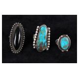 Navajo Silver & Turquoise & Onyx Rings
