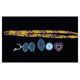 Native American Beaded Necklace, Pin, & Hair Clips