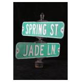 Spring St. & Jade Ln. Street Sign Cast Iron Mount
