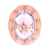 Amethyst and Pink Opal 14K Gold Ring