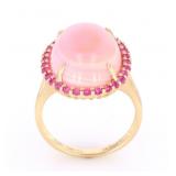 Pink Queen Conch Pearl & Pink Sapphire 14K Ring