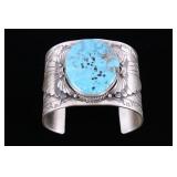 Navajo R. Enricuez Kingman Turquoise Sterling Cuff