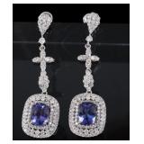 Tanzanite & Diamond 14K Gold Dangle Earrings