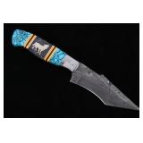 Navajo Dave Yellowhorse Turquoise Wolf Knife