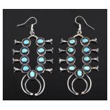 Navajo L. Garcia Kingman Turquoise Silver Earrings