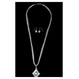 Sterling Silver Fire Opal Necklace and Earrings