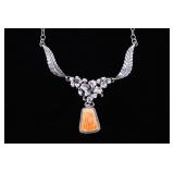 Navajo L. James Spiny Oyster & Sterling Necklace