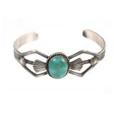 Navajo E Billah Red Mountain Turquoise Silver Cuff