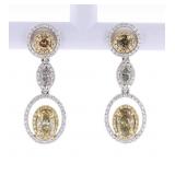 Fancy Colored Diamond 14K Gold Dangle Earrings