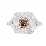 Fancy Brown Diamond Vintage Estate 18K Ring