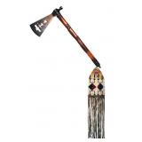 American Indian Triple Batwing Pipe Tomahawk 19th