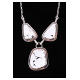 Navajo B. Tsosie White Buffalo Sterling Necklace