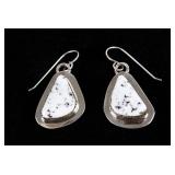 Navajo B. Tsosie White Buffalo Sterling Earrings