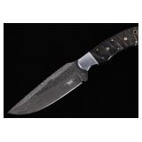 M.T. Knives Rams Horn & Damascus Hammered Knife