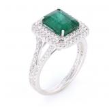 EXCELLENT Emerald & Diamond Platinum Ring