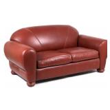 Western Genuine Red Leather Sofa