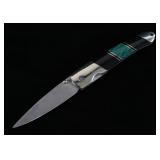 Damascus Malachite & Jet Custom Knife
