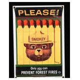 Smokey Bear U.S. Forest Service Porcelain Sign