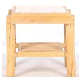 Rustic Log & Orange Marble Table