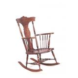 Early Turned Spindle Wooden Rocking Chair