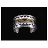 Navajo T&R Singer Silver 14K Gold Overlay Bracelet