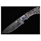 Navajo Pattern Scrimshaw Damascus Knife of Bozeman