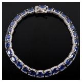 Luxury Blue Sapphire & Diamond 14K Gold Bracelet