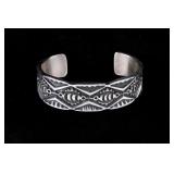 Navajo James Tahe Sterling Silver Cast Bracelet