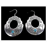 Navajo T&R Singer Sterling & Turquoise Earrings