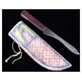 Crow Parfleche Sheath & LF&C Skinning Trade Knife